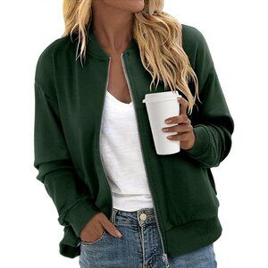 Women's Fall Bomber Jacket with Drawstring Hood - Comfortable & Versatile S-XXL